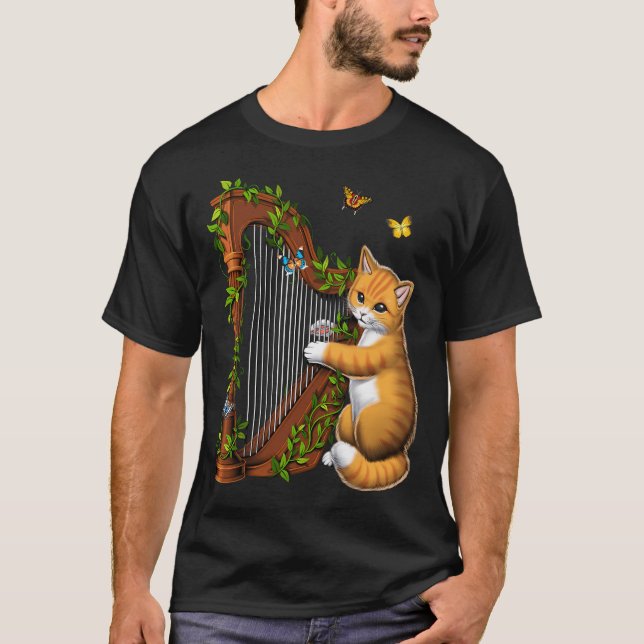 Katt spelar harpa t shirt (Framsida)