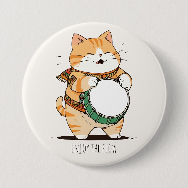 Katt spelar trumman knapp (Framsida)