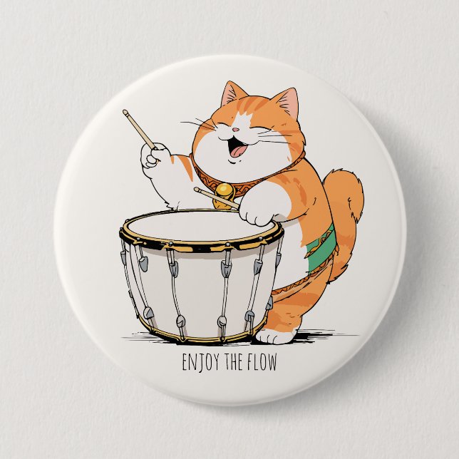 Katt spelar trumman knapp (Framsida)