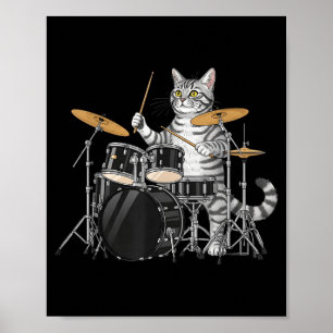 Katt spelar trummor trumset trumkit trummar trumma poster