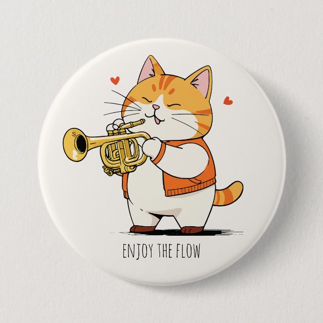 Katt spelar trumpeten knapp (Framsida)