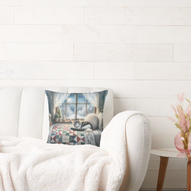 Katt Spipande på sängfilt Kudde (Soffa)