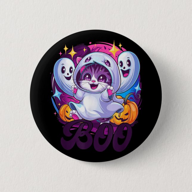 Katt spöke boo  knapp (Framsida)