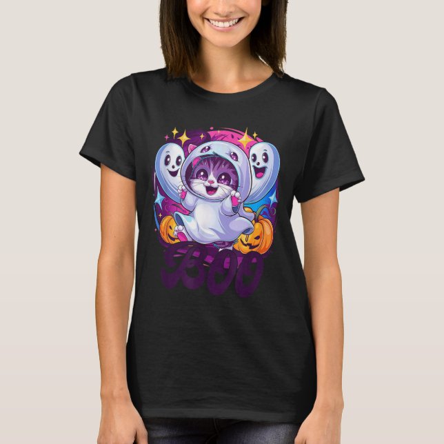 Katt spöke boo  t shirt (Framsida)