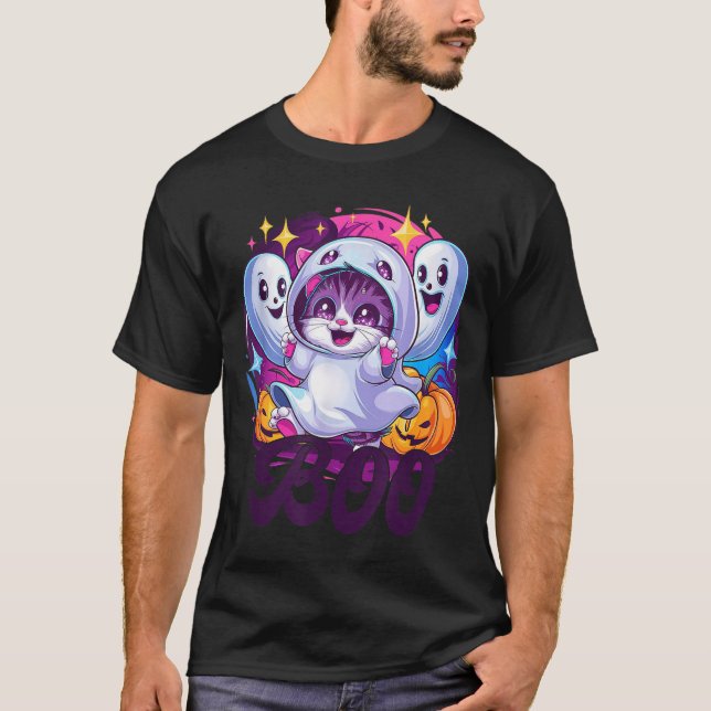 Katt spöke boo  t shirt (Framsida)