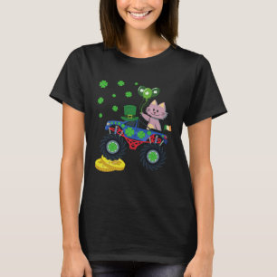 Katt St Patrick s Day Monster Truck Irländsk Katt T Shirt