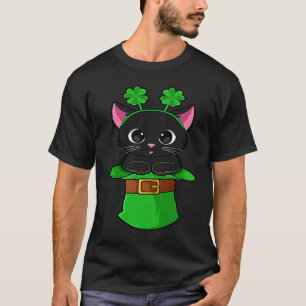 Katt St Patricks Day Leprechaun Shamrock Kattunge T Shirt