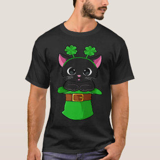 Katt St Patricks Day Leprechaun Shamrock Kattunge T Shirt