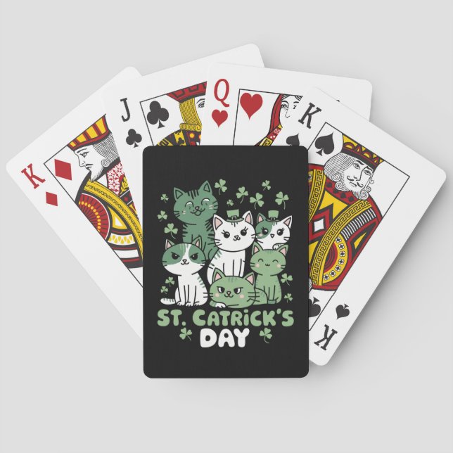 Katt St Patrick's Day Rolig Catrick's Day Casinokort (Baksidan)