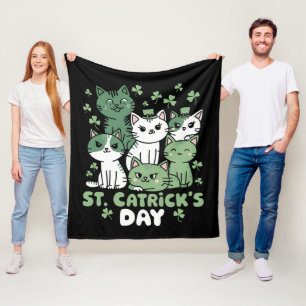 Katt St Patrick's Day Rolig Catrick's Day Fleecefilt