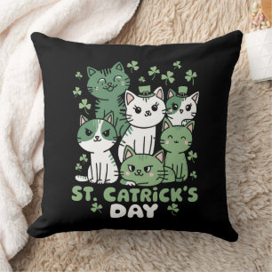 Katt St Patrick's Day Rolig Catrick's Day Kudde