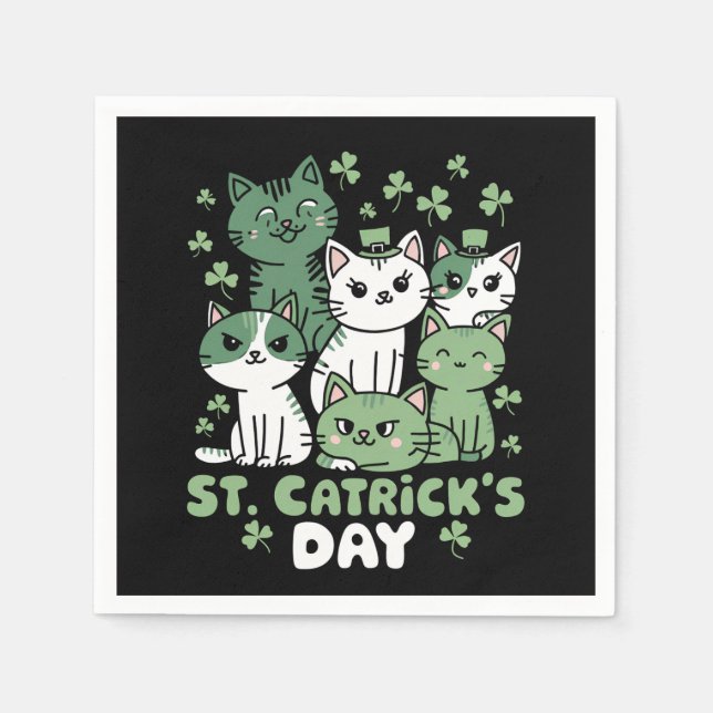 Katt St Patrick's Day Rolig Catrick's Day Pappersservett (Framsidan)