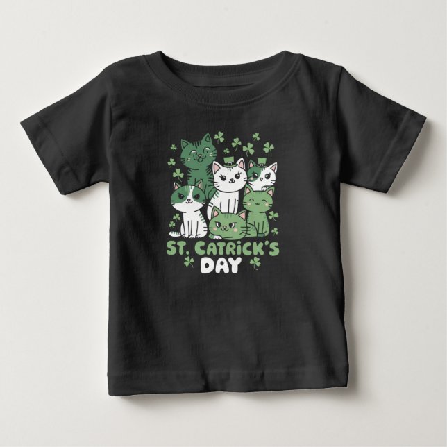 Katt St Patrick's Day Rolig Catrick's Day T Shirt (Framsida)