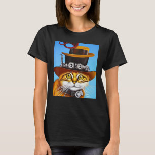 Katt Steampunk Ångpunk Kattunge Fantasy Gotisk AI  T Shirt