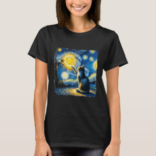 Katt Stjärnklar Natt Van Gogh Katt För Kattälskare T Shirt