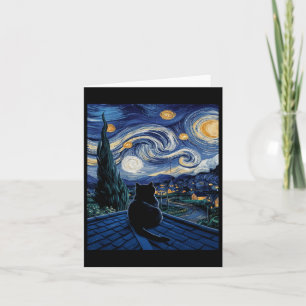Katt Stjärnklar natt Van Gogh Katt Konstälskare Ro Kort