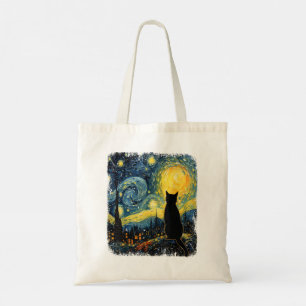 Katt Stjärnkväll Van Gogh Katt för kattälskare Kat Tygkasse