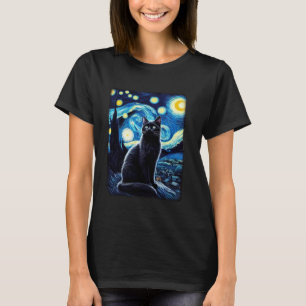 Katt stjärnkväll van gogh katt för kattälskare Pre T Shirt