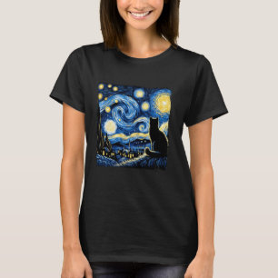 Katt Stjärnkväll Van Gogh Katt För Kattälskare T Shirt
