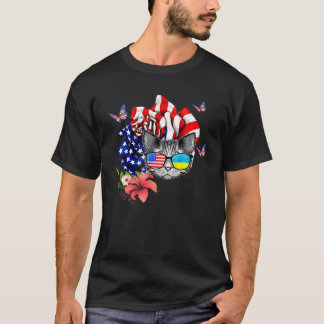 Katt stolt och ros amerikansk flagga 4 juli 4 t shirt