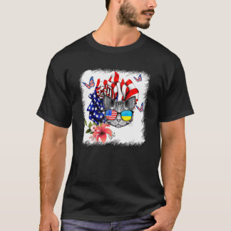 Katt stolt och rosa amerikansk flagga 4 juli 1 t shirt