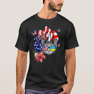 Katt stolt och rosa amerikansk flagga 4 juli 2 t shirt