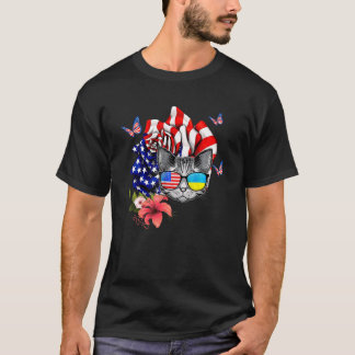 Katt stolt och rose amerikansk flagga 4:e juli t shirt