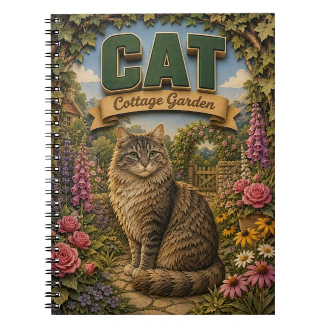 Katt Stugaträdgård POPCUT Anteckningsbok (Framsidan)
