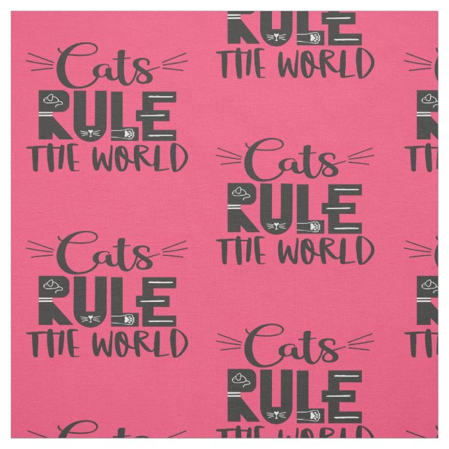 Katt styr trendigets rosa av brev till whisky tyg (Provkarta)