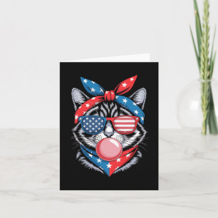 Katt Sungles 4:e juli American USA flagga Patrioti Kort