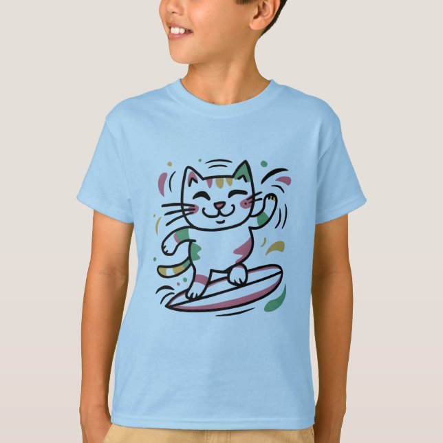 Katt-surfa T Shirt (Framsida)