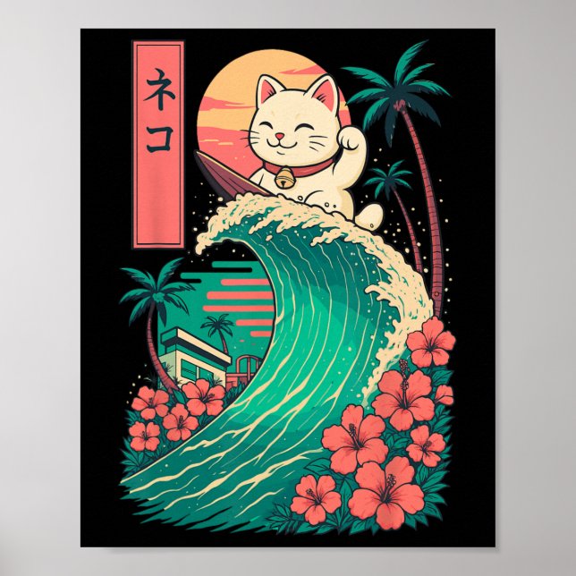 Katt Surfing Japanska _1  Poster (Framsidan)