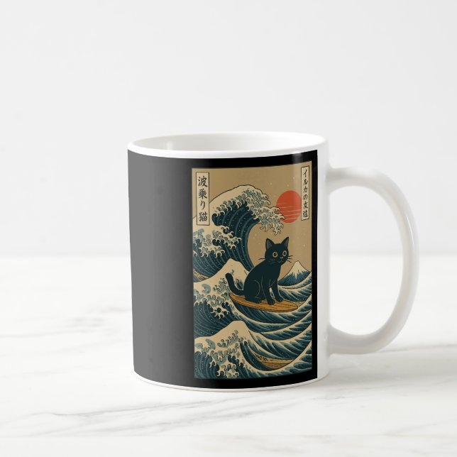 Katt Surfing Japanska  Kaffemugg (Höger)