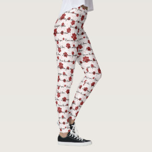 Katt Svan i Kärlek Brev på Vita Leggings