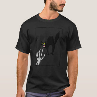Katt Svart Älskare Skelett Hand, Söt Kattunge Roli T Shirt