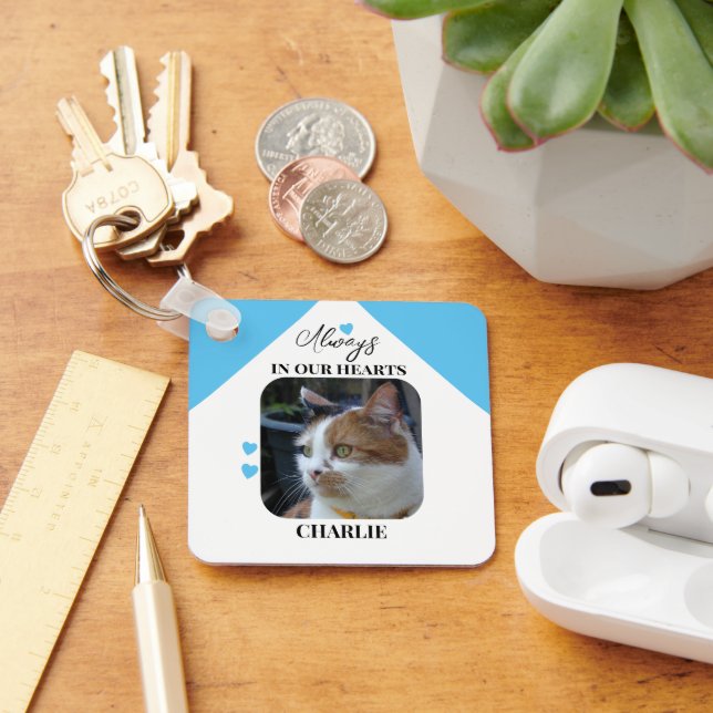 Katt Sympati Minnessak Husdjur Memorial blå Nyckelring (Skrivbord)