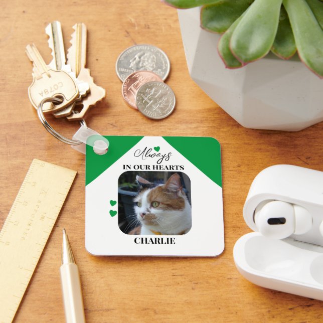 Katt Sympati Minnessak Husdjur Memorial grön Nyckelring (Skrivbord)