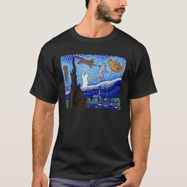 Katt T, Katt Lover, Starry Nattens Cat T Shirt (Framsida)