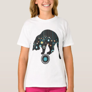 Katt T-Shirt för vitblommor