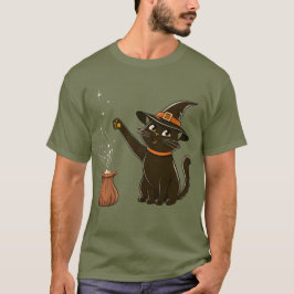 Katt T-Shirt - Magic Black Cat med Witch H