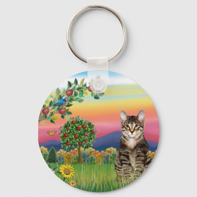Katt (Tabby1) - Bright Land Nyckelring (Framsida)
