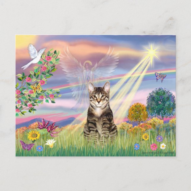 Katt (Tabby) - Cloud Angel Vykort (Framsida)