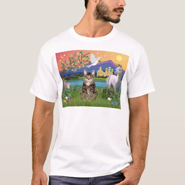 Katt -(Tabby) - Fantasy Land T-shirt (Framsida)