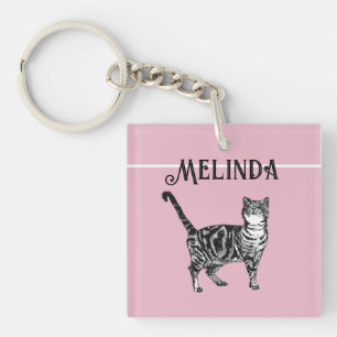Katt Tabby Pastell Katter Barn Flickor Ljus Rosa M