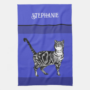 Katt Tabby Pastell Katter Dam Navyblå Kökshandduk