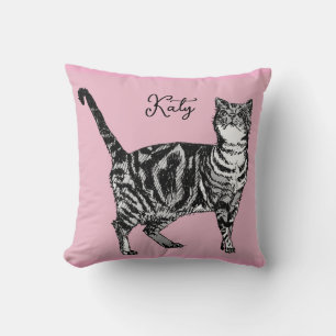 Katt Tabby Pastell Katter Flickor Rosa Rosa Husdju Kudde