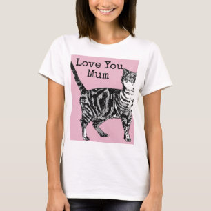 Katt Tabby Pastell Katter Rosa Rosa Kärlek Mamma M T Shirt