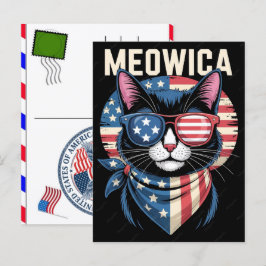 Katt Tabby Tass Kattdjur USA Självständighetsdag 2 Helg Vykort