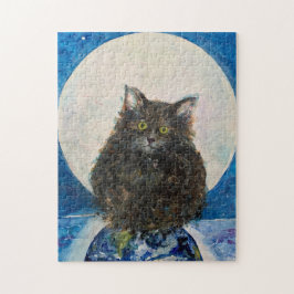 Katt Tabby Tiger Ungkat Maureen Girard Mån Natt Pussel