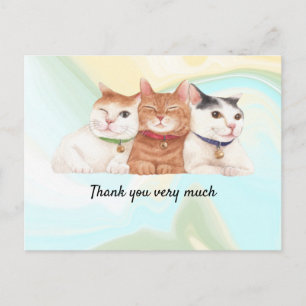Katt Tack kort med tre katter som leker